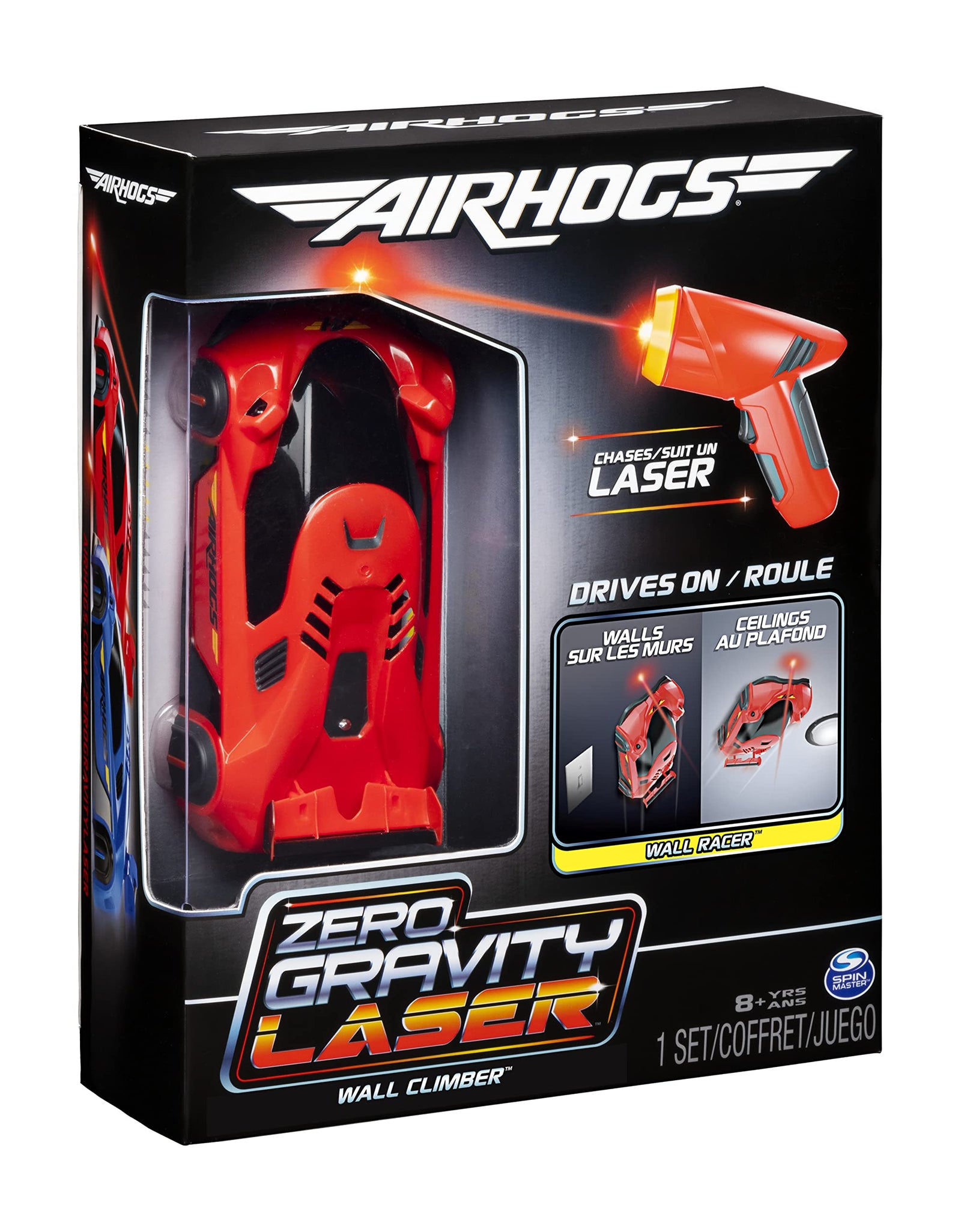 Air Hogs, Zero Gravity Laser, Laser-Guided Wall Racer, Wall Climbing Race Car, Red