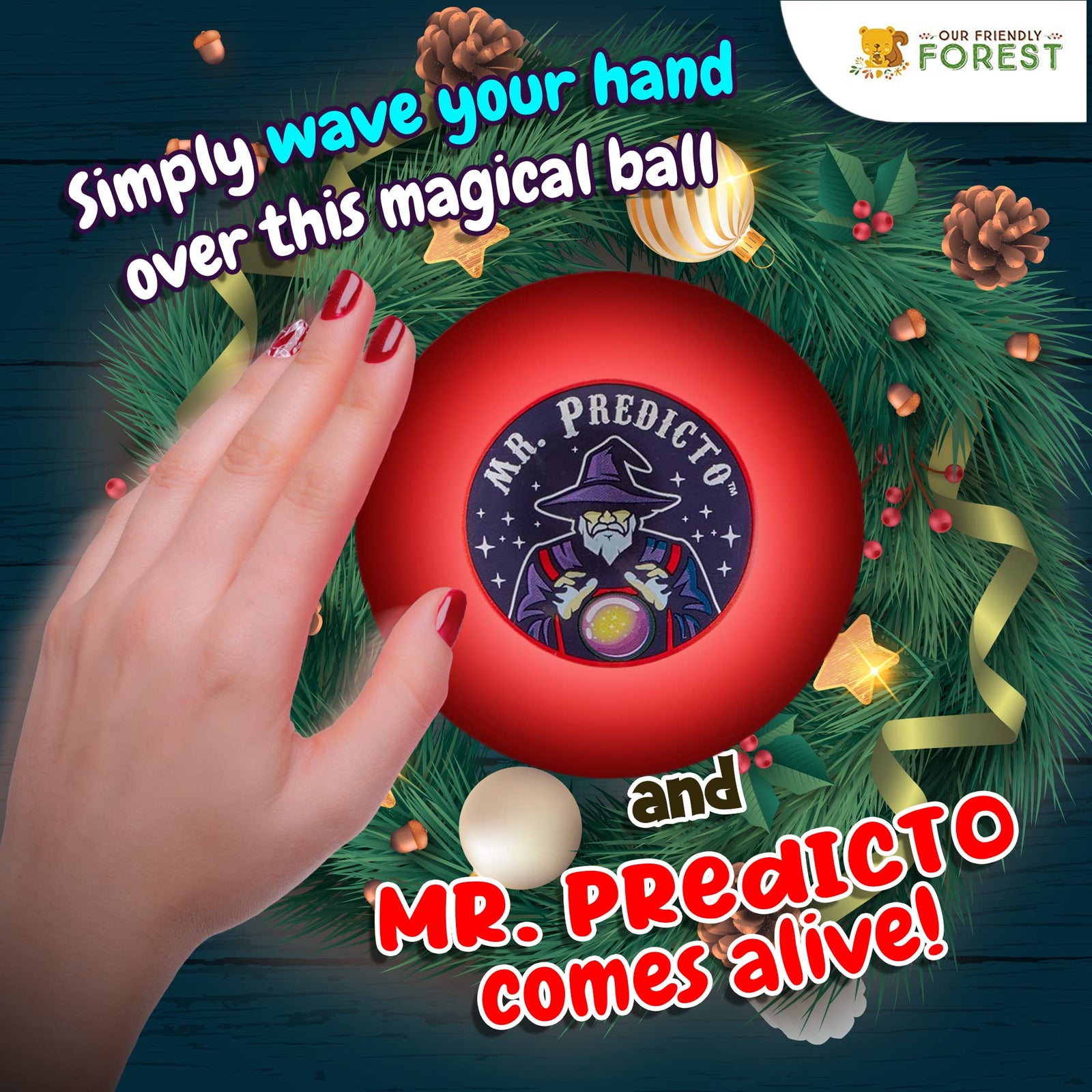 Mr. Predicto Plastic Fortune Telling Ball - Christmas Stocking Stuffer for Kids - Talking Crystal Ball Toy Like Magic 8 Ball - Ask a YES or NO Question & He'll Magically Light Up & Speak the Answer