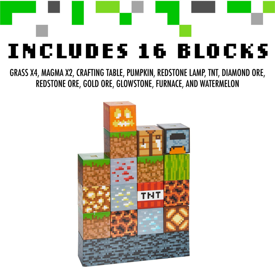 Paladone Minecraft Block Building Lamp - 16 Rearrangeable Light Blocks - Mood Lighting for Kids Room