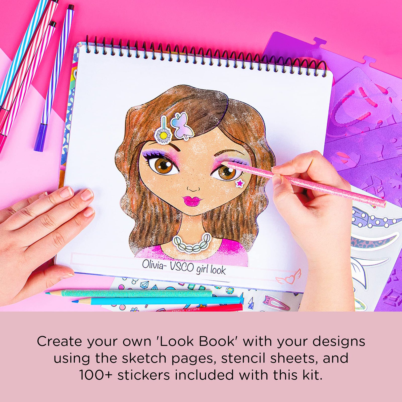 Make-up & Hair Design Sketch Portfolio (11452) Sketchbook for Beginners, Sketchbook with Stencils and Stickers for Ages 6 and Up