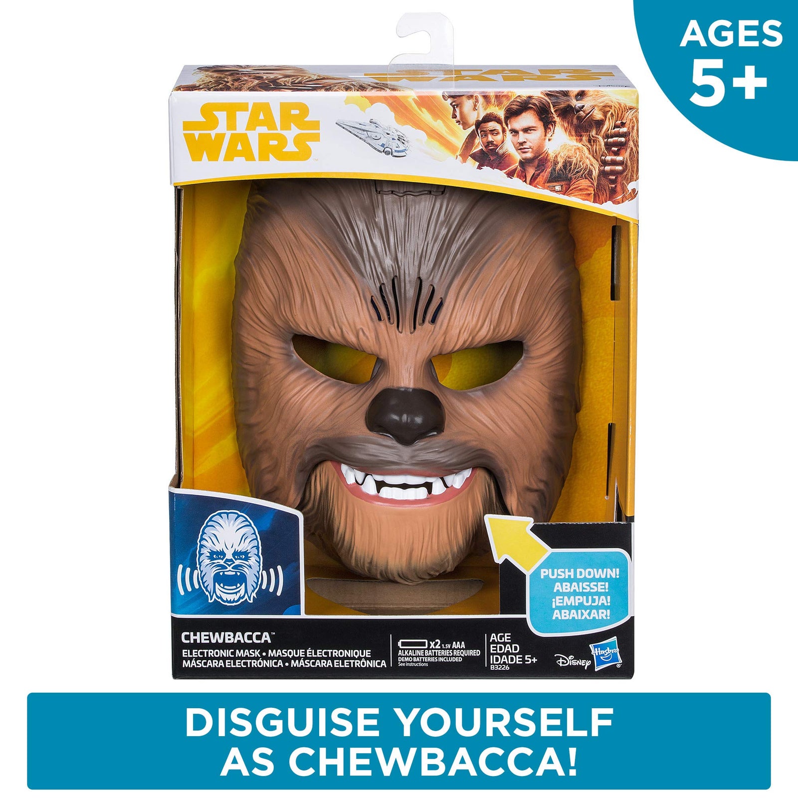 Star Wars Movie Roaring Chewbacca Wookiee Sounds Mask, Funny GRAAAAWR Noises, Sound Effects, Ages 5 and up, Brown (Amazon Exclusive)