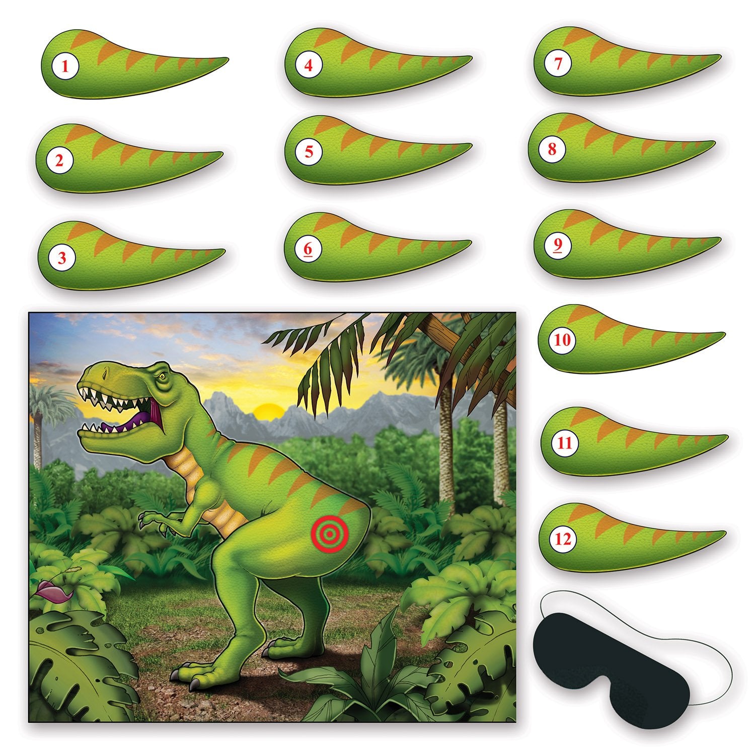 Beistle Pin The Tail On The Dinosaur Game, Multicolored