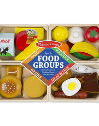 Melissa & Doug Food Groups - 21 Hand-Painted Wooden Pieces and 4 Crates
