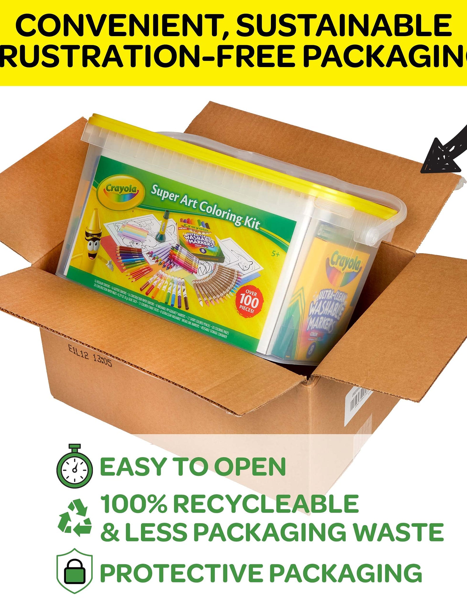 Crayola Super Art Coloring Kit, Craft Supplies for Kids, Tub Colors Vary, 100+ Pcs, Gift for Kids