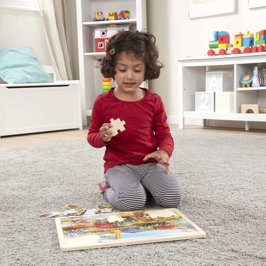 Melissa & Doug Construction Vehicles Wooden Jigsaw Puzzle With Storage Tray (48 pcs)