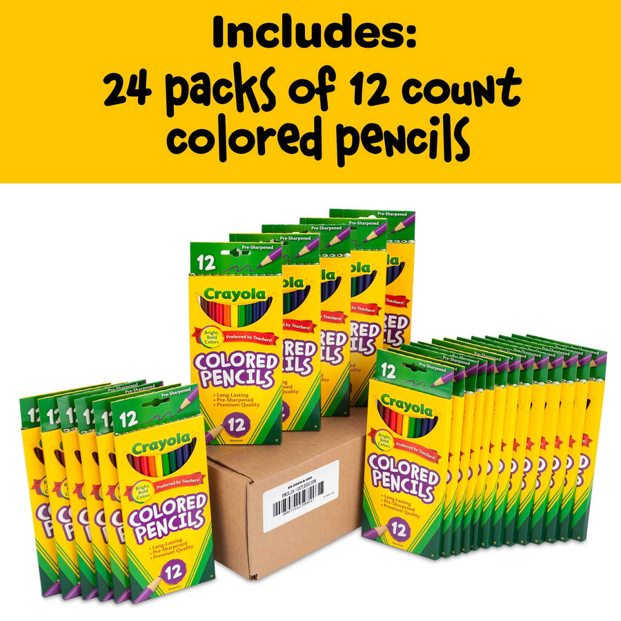 Crayola Bulk Colored Pencils, Pre-sharpened, 12 Assorted Colors, Pack of 24