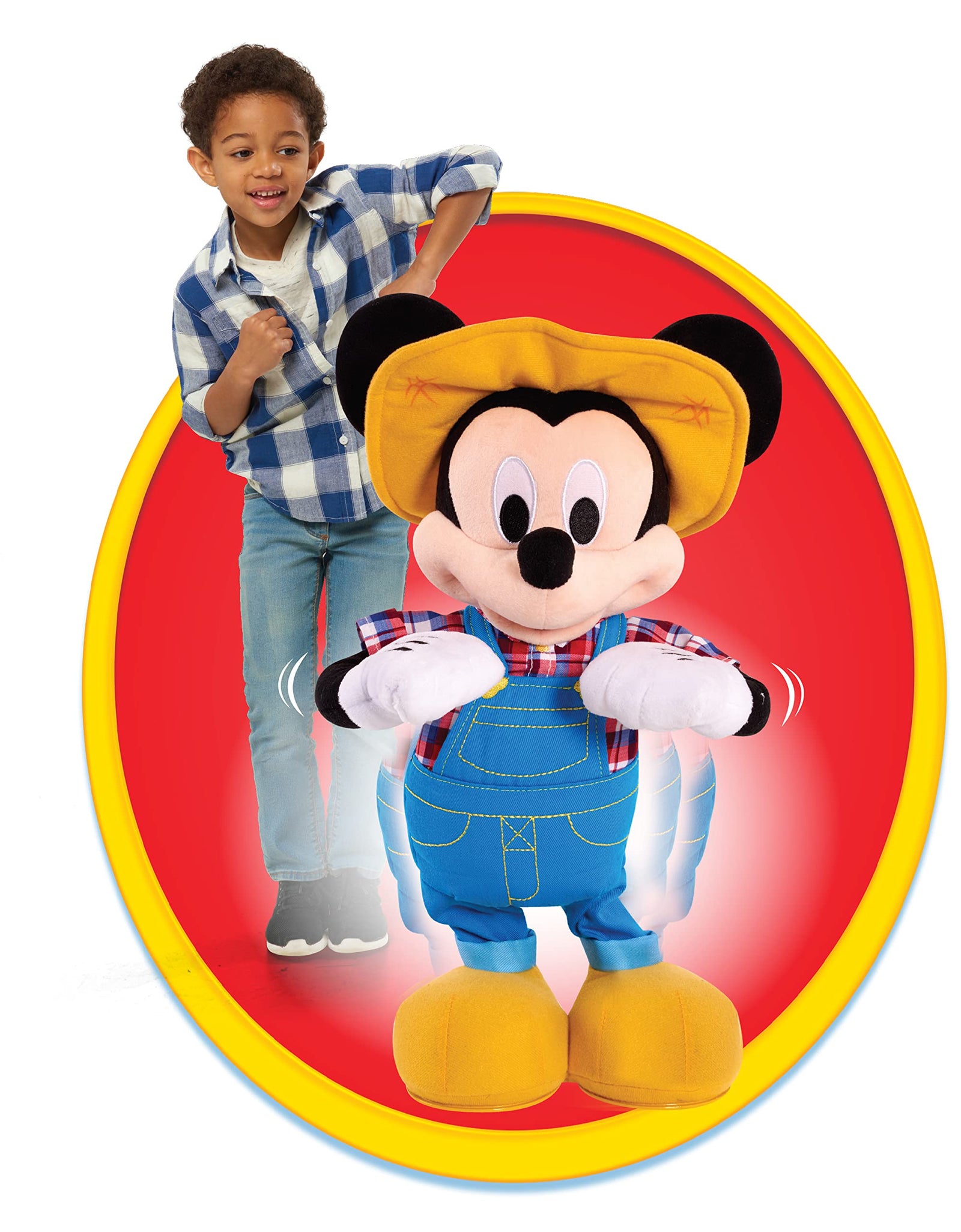 Disney Junior E-I-Oh! Mickey Mouse, Interactive Plush Toy, Sings "Old MacDonald" and Plays “What Animal Sound is That?” Game, by Just Play