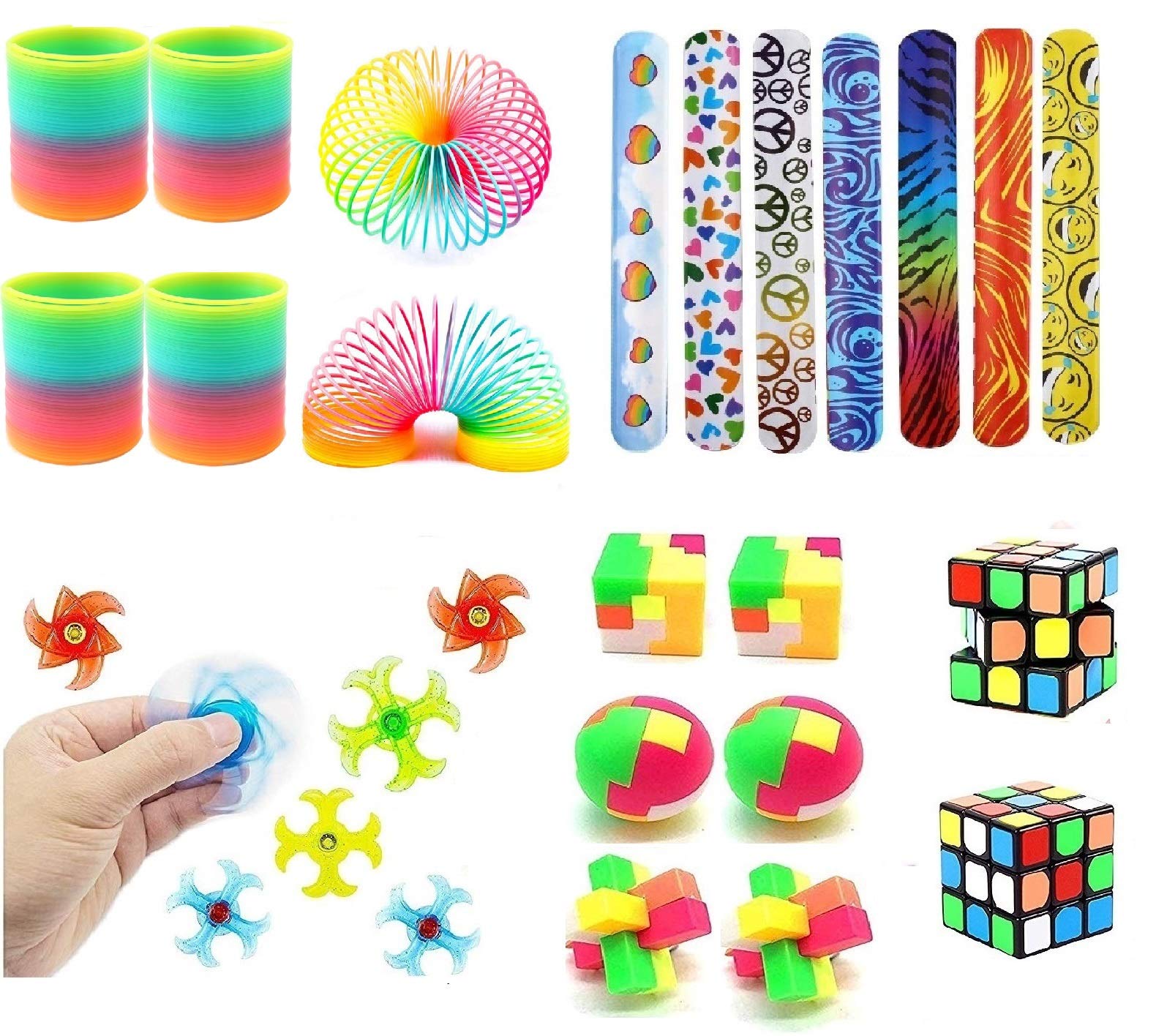 Party Favors For Kids Toy Assortment Bundle,Mochi Squishies,Puzzles,Finger Gyro Spiral Twister Toys For Birthday Party,Classroom Rewards,Carnival Prizes,Pinata Filler,Treasure Box,Goodie Bag Filler