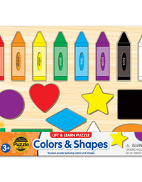 The Learning Journey: Lift & Learn Puzzle Colors & Shapes – Preschool Toys & Activities for Children Ages 3 and Up – Award Winning Educational Toy
