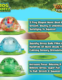 Frog Beadeez 3 Pack Stress Balls for Kids and Adults with Squishy Water Beads, Animal Shaped Stress Relief Toys, Fidget Sensory Toys for Autistic Children, ADHD, Anxiety, Animal Birthday Party Favors
