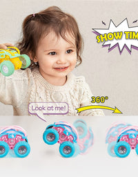 LODBY Cute Push & Go Double-Directions Vehicles Sets for Toddlers Gifts, 3 Pack
