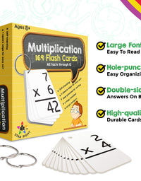 Star Right Math Flash Cards - Multiplication Flash Cards - 169 Hole Punched Math Game Flash Cards - 2 Binder Rings - for Ages 8 and Up - 3rd, 4th, 5th and 6th Grade
