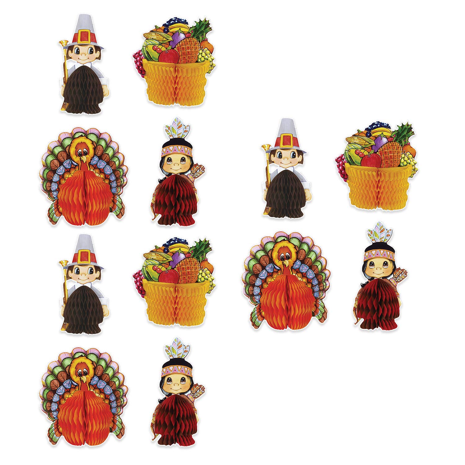 Beistle 4-Pack Decorative Thanksgiving Playmates, 4-Inch-5-Inch