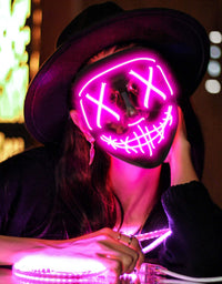 Lizber Halloween Mask Costume, Led Light Up Mask, Scary Hacker Anonymous Mask
