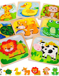 TOY Life Wooden Puzzles for Toddlers 1-3, Baby Puzzles Montessori Toy Toddler Gifts for 1 2 3 Year Old Girls Boys, 8 Animal Shape Puzzles for Kids Age 2-4, STEM Educational Learning Toy for Toddler
