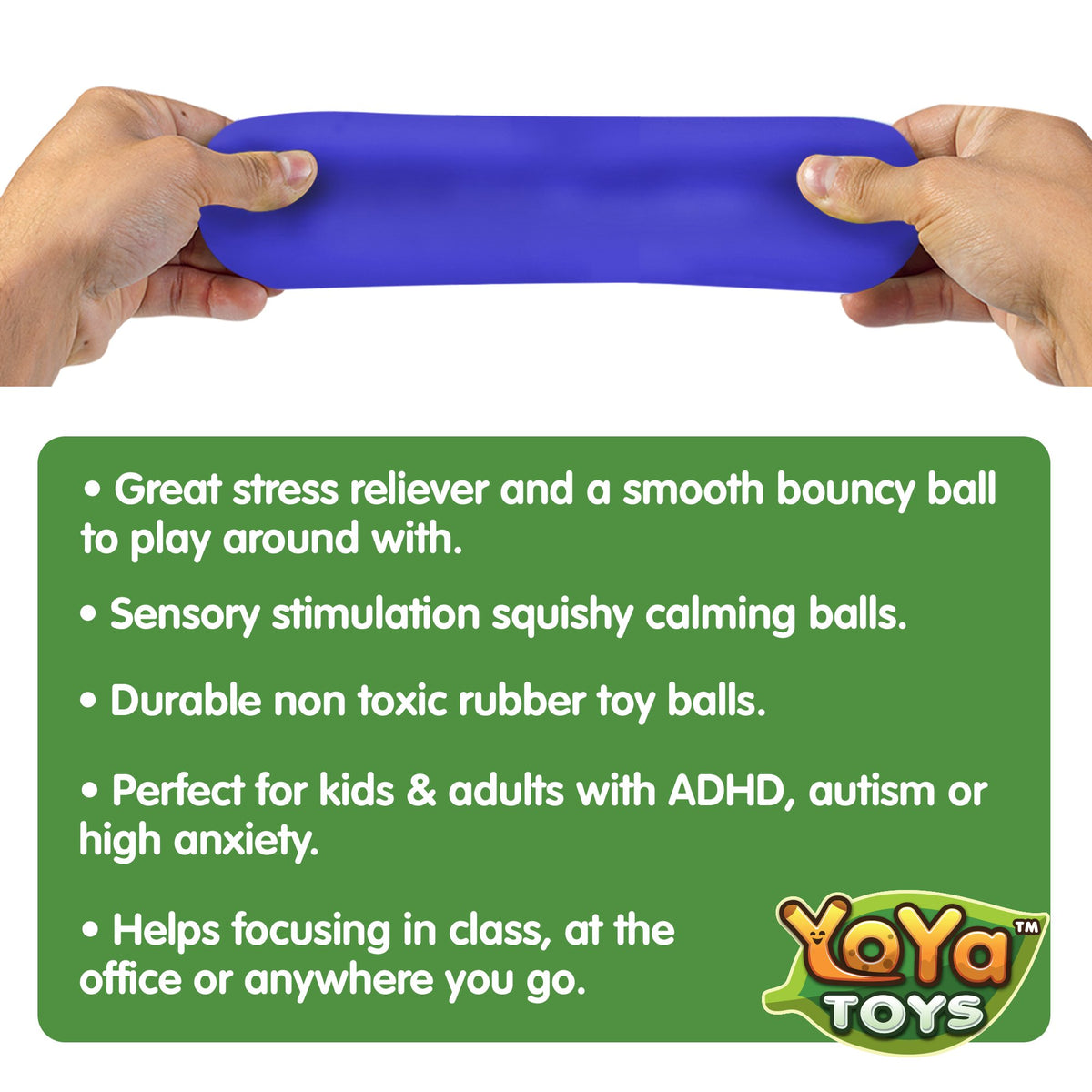 Pull, Stretch and Squeeze Stress Balls by YoYa Toys - 3 Pack - Elastic ...