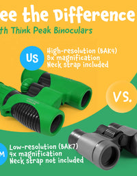 Binoculars for Kids - Small, Compact, Shock-Resistant Toy Binoculars - Learning & Nature Exploration Toys for 4+ Year Old Girls and Boys - Think Peak Toys Kids Binoculars, Green
