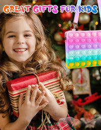 UOYHXQ Pop Purse Fidget Toy for Girls, Pop Shoulder Bag Fidget Purse for iPad Mini, Christmas Pop Fidget Toys Bag School Supplies, Stress Relief Sensory Crossbody Handbag Party Fidgets Gifts for Girls

