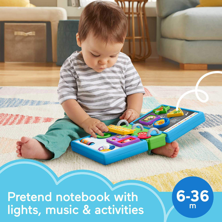 Fisher-Price Laugh & Learn 123 Schoolbook, electronic activity toy with lights, music, and Smart Stages learning content for infants and toddlers