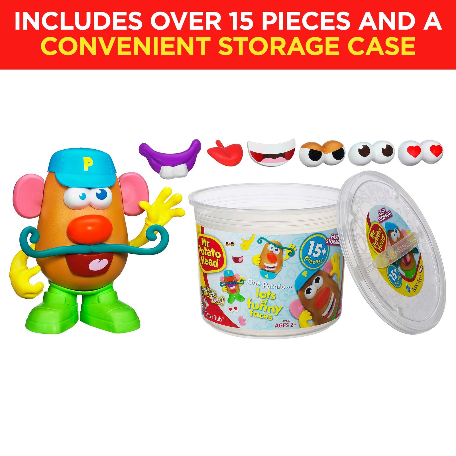 Playskool Mr. Potato Head Tater Tub Set Parts and Pieces Container Toddler Toy for Kids