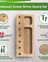 Panda Brothers Montessori Screw Driver Board for Kids - Basic Skills Educational Sensory Toy, Learning Wooden Montessori Materials for 3 4 5 Year Old Kids and Toddlers, Preschool, Classroom STEM Toy
