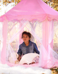 Princess Tent for Kids - Includes Ultra Soft Rug & LED Star Lights | Princess Castle Little Girls Play Tent | ASTM Certified | 55 X 53 Inch | Kid Playhouse Toys | for 3/4/5/6/7/8/9 Year Old
