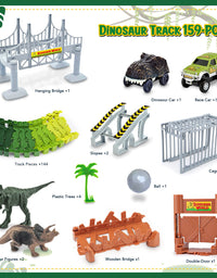 Hony Kids Dinosaur Race Car Track with Flexible Track,Dino Toys, Dinosaur Tracks, Dinosaur Car and Race Car Toys for Kids , Dinosaur Toys for Age 3 4 5 6 7 Year & Up Old boy Girls Birthday Gifts
