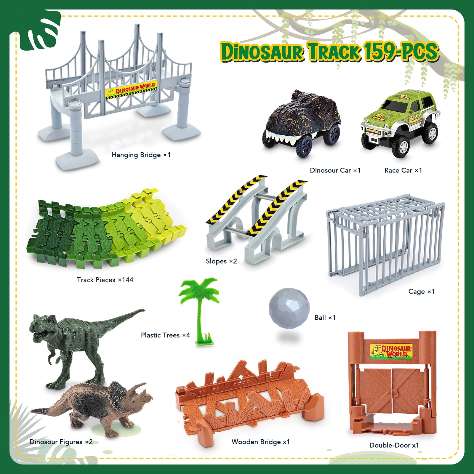 Hony Kids Dinosaur Race Car Track with Flexible Track,Dino Toys, Dinosaur Tracks, Dinosaur Car and Race Car Toys for Kids , Dinosaur Toys for Age 3 4 5 6 7 Year & Up Old boy Girls Birthday Gifts