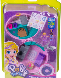 Polly Pocket Pocket World Donut Pajama Party Compact with Donut Shape, Polly’s Living Room World, Surprise Reveals, Micro Polly and Shani Dolls & Pizza Scooter Accessory [Amazon Exclusive]
