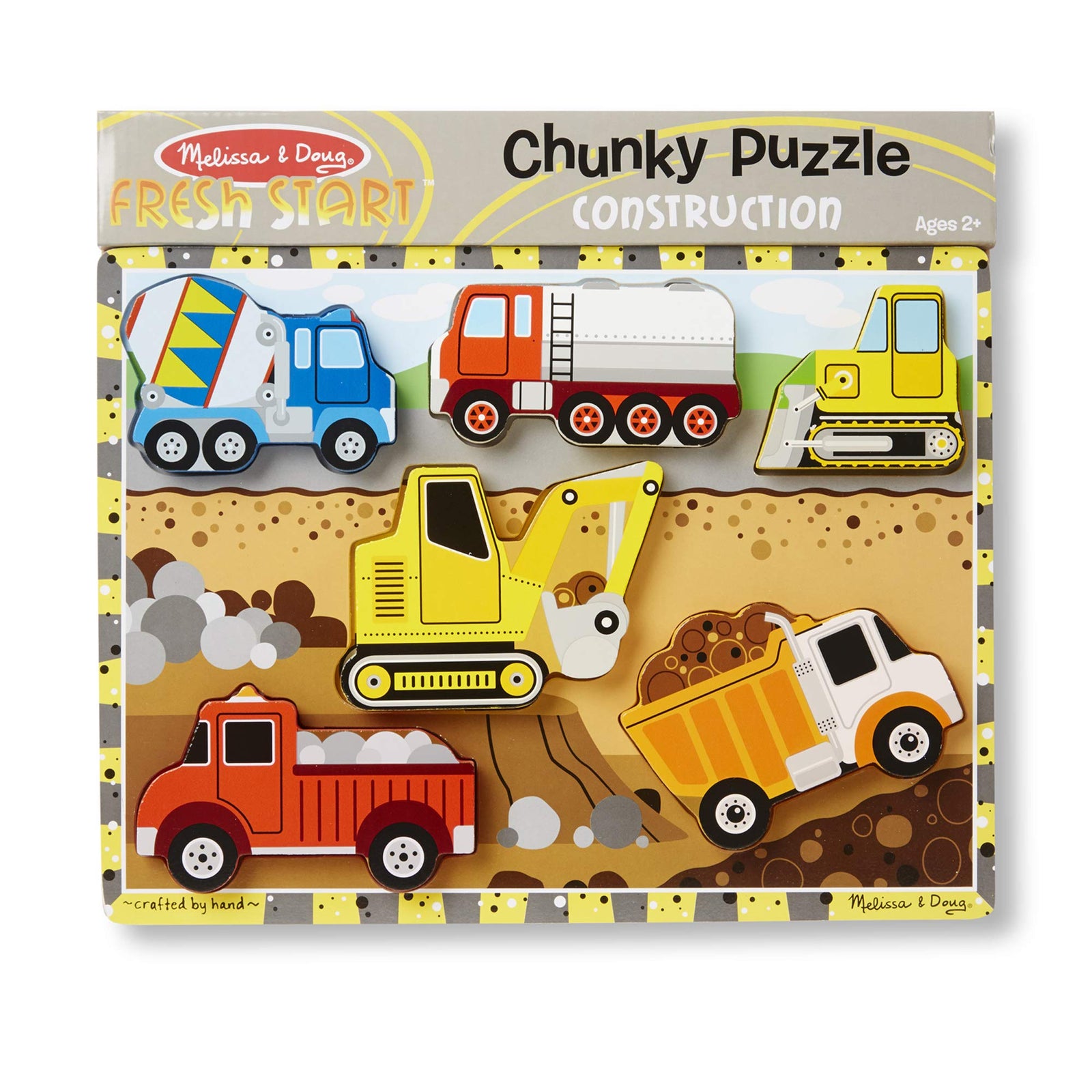 Melissa & Doug Construction Vehicles Wooden Chunky Puzzle (6 pcs)