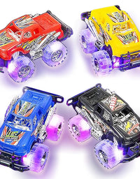 Light Up Monster Truck Set for Boys and Girls by ArtCreativity - Set Includes 2, 6 Inch Monster Trucks with Beautiful Flashing LED Tires - Push n Go Toy Cars Fun Gift for Kids - for Ages 3+
