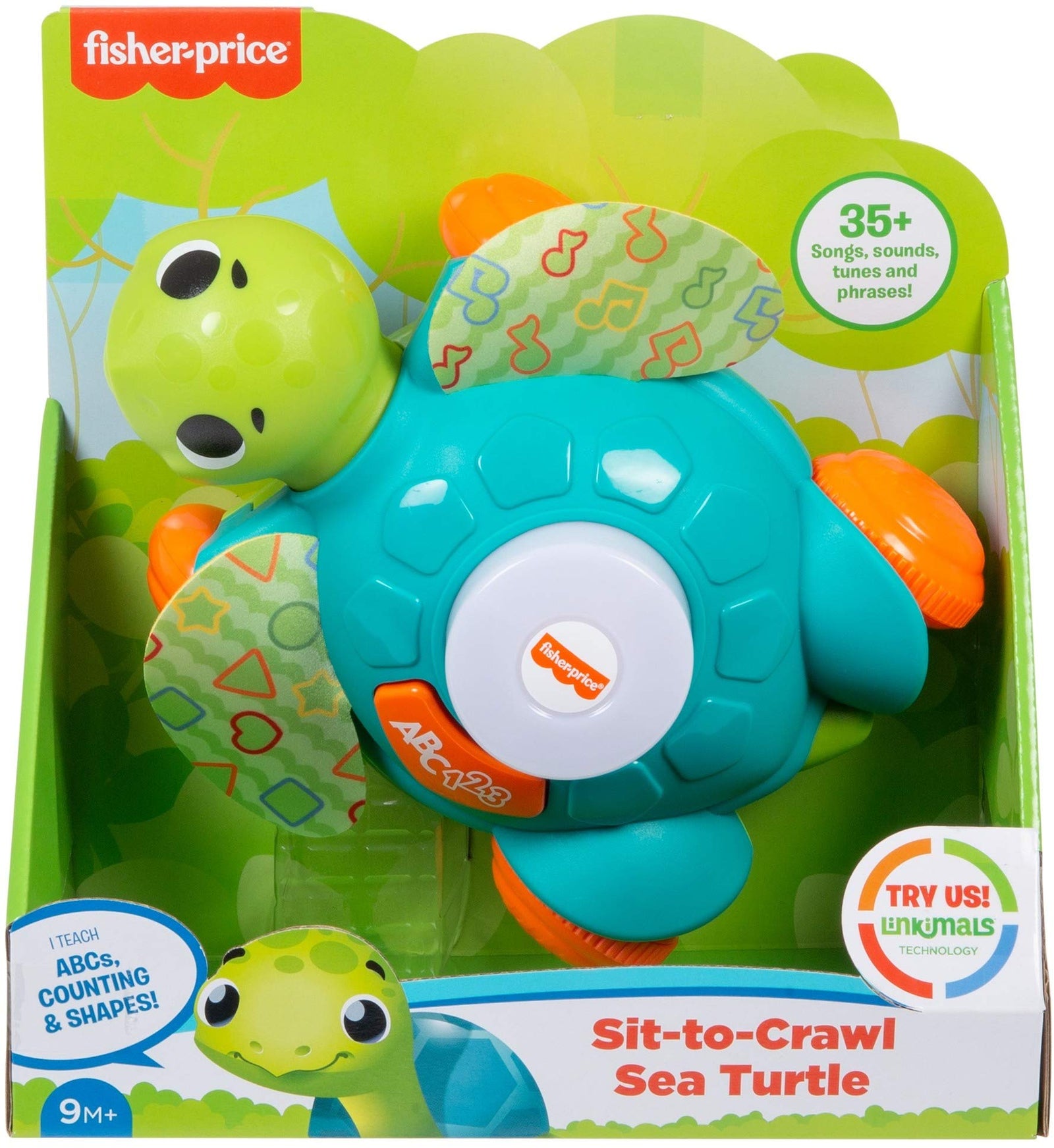 Fisher-Price Linkimals Sit-to-Crawl Sea Turtle, Light-up Musical Crawling Toy for Baby