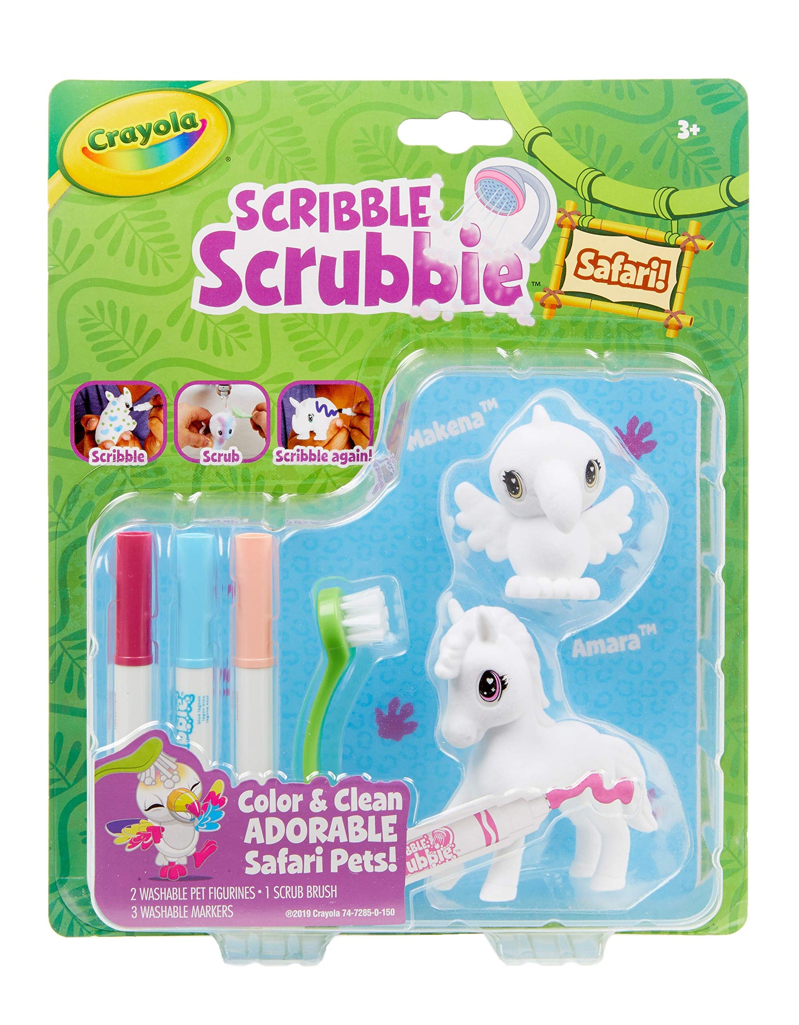 Crayola Scribble Scrubbie Safari 2 Pack Animal Toy Set Age 3+ , Zebra/Bird