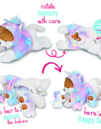 Unicorn Stuffed Animals for Girls Ages 3 4 5 6 7 8 Years; Stuffed Mommy Unicorn with 4 Baby Unicorns in her Tummy; Toy Unicorn Pillows for Girls
