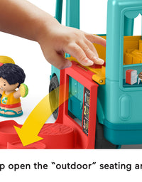 Fisher-Price Little People Serve It Up Food Truck, Push-Along Musical Toy Vehicle with Figures for Toddlers and Preschool Kids Ages 1-5 Years

