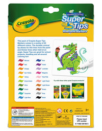 Crayola 588106 Washable Super Tips Markers, Assorted, 20/Set
