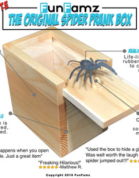 FunFamz The Original Spider Prank Box- Funny Wooden Box Toy Prank, Hilarious Christmas Money Gift Box Surprise Toy and Gag Gift Practical Joke Bromas Kit
