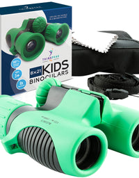 Binoculars for Kids - Small, Compact, Shock-Resistant Toy Binoculars - Learning & Nature Exploration Toys for 4+ Year Old Girls and Boys - Think Peak Toys Kids Binoculars, Green
