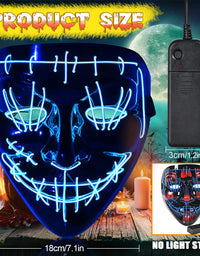 Dodosky Scary Mask, Led Light Up Mask Halloween Mask Cosplay Mask Purge Mask for Halloween Festival Party
