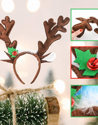 HANSGO Reindeer Antlers Headband, 2PCS Deer Antlers Headband with Bells Cute Christmas Reindeer Ears Headband
