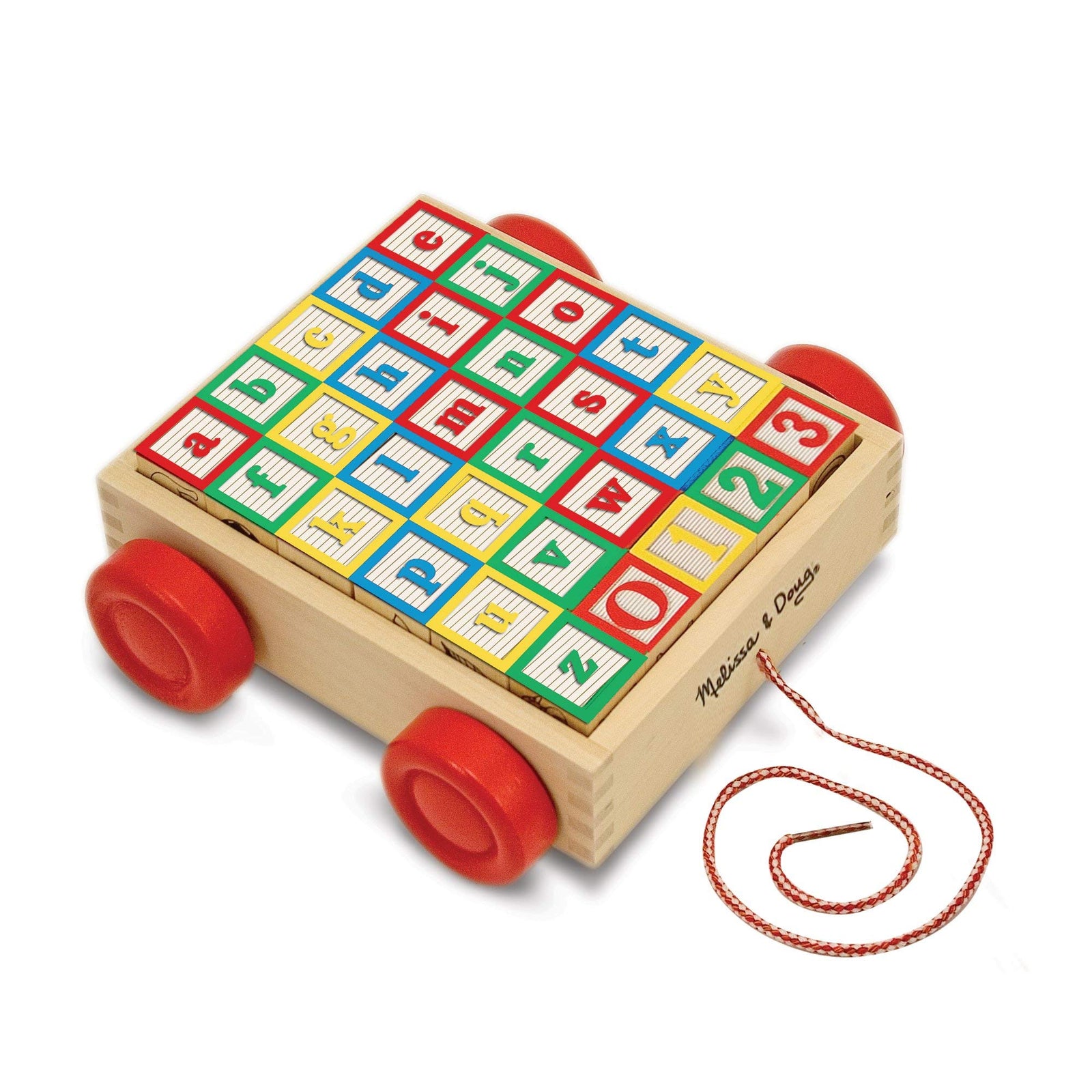 Melissa & Doug Classic ABC Wooden Block Cart Educational Toy With 30 1-Inch Solid Wood Blocks