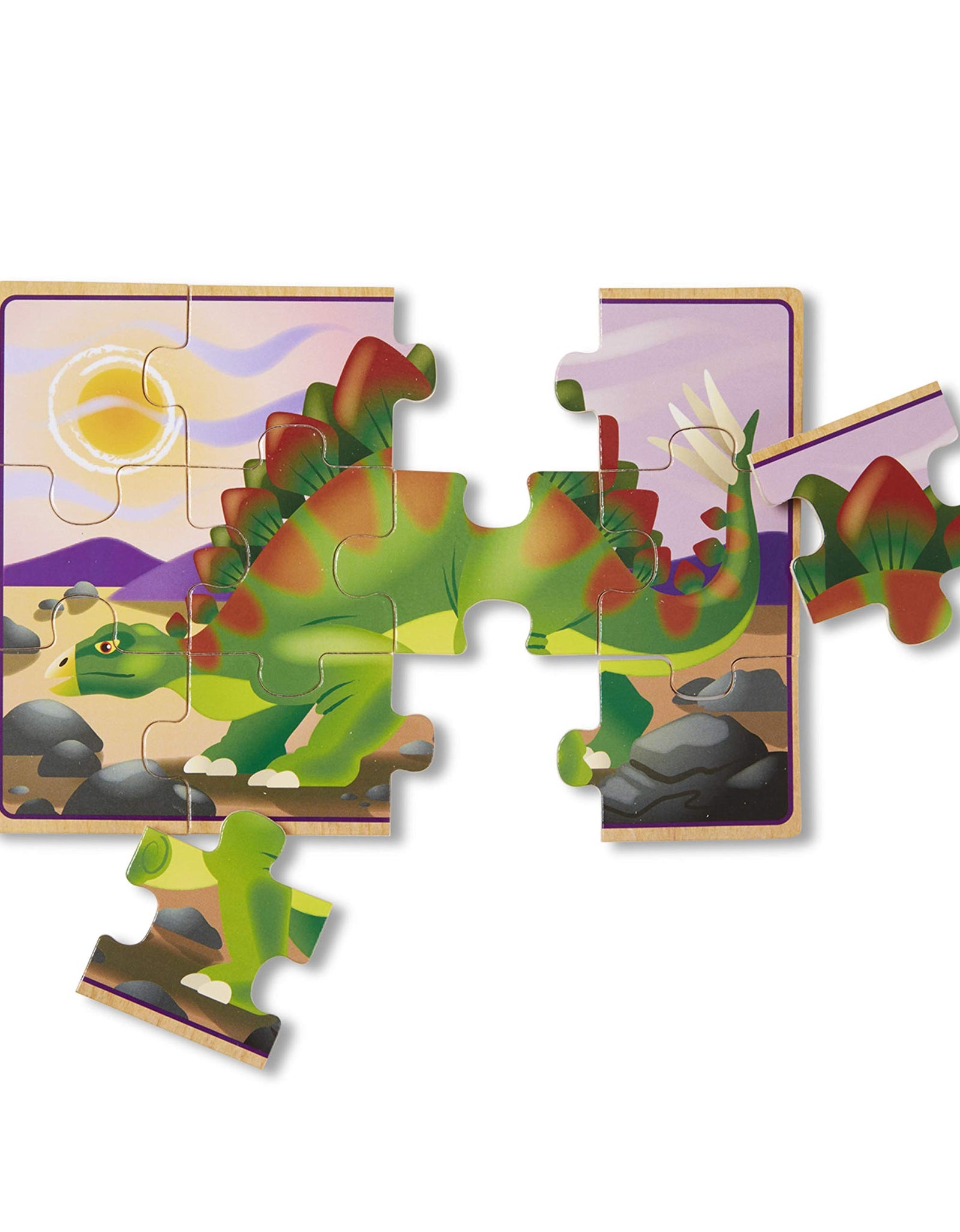 Melissa & Doug Dinosaurs 4-in-1 Wooden Jigsaw Puzzles in a Storage Box (48 pcs)