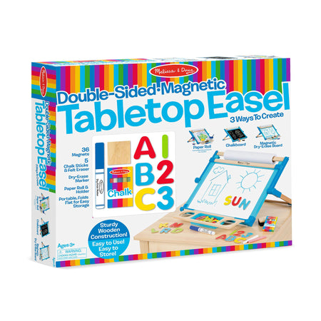 Melissa & Doug Double-Sided Magnetic Tabletop Art Easel - Dry-Erase Board and Chalkboard