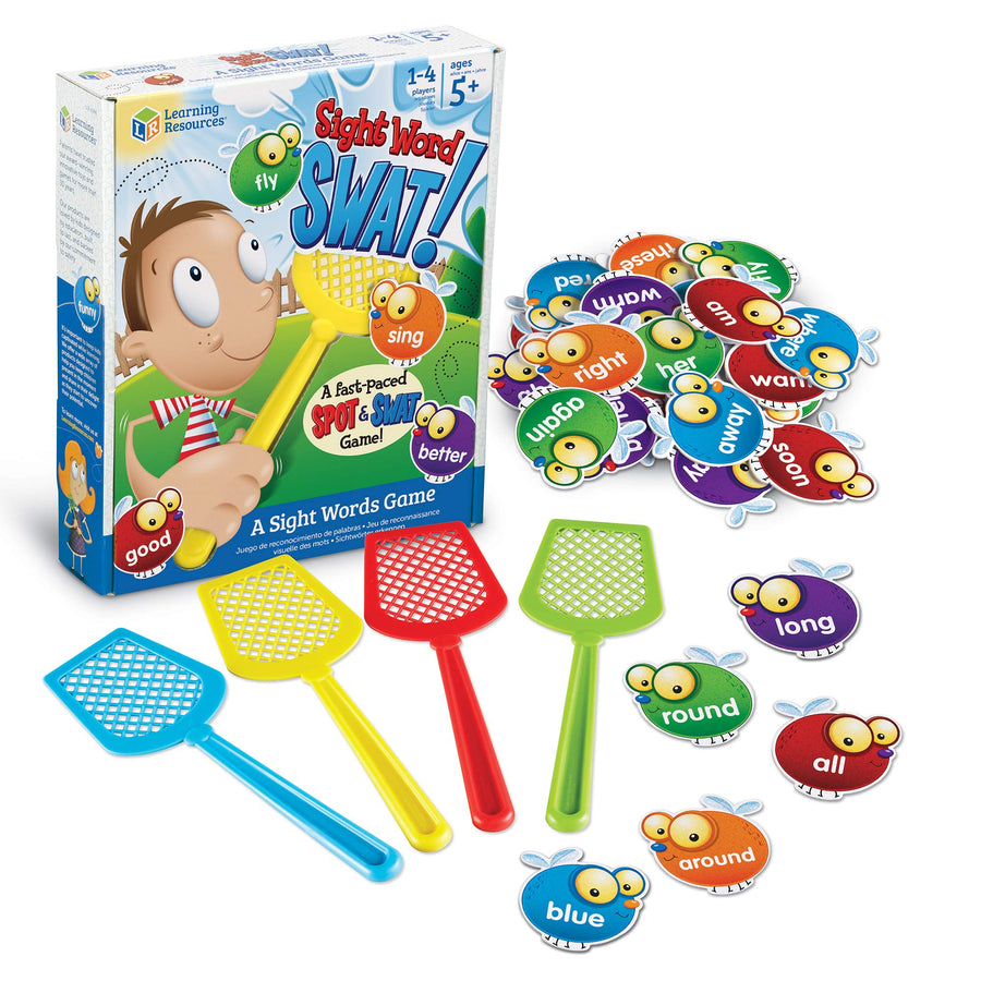 Learning Resources Sight Word Swat a Sight Word Game, Home School, Tactile and Auditory Learning, Phonics Games, Educational Toys for Kids, 114 Pieces, Ages 5+