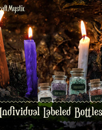 Witchcraft Supplies Box for Wiccan Spells – 36 Pack of Crystals Dried Herbs and Colored Magic Candles for Beginners Experienced Witches Pagan Spell-Versatile Tools Gifts Packaging Baby Toy Craft
