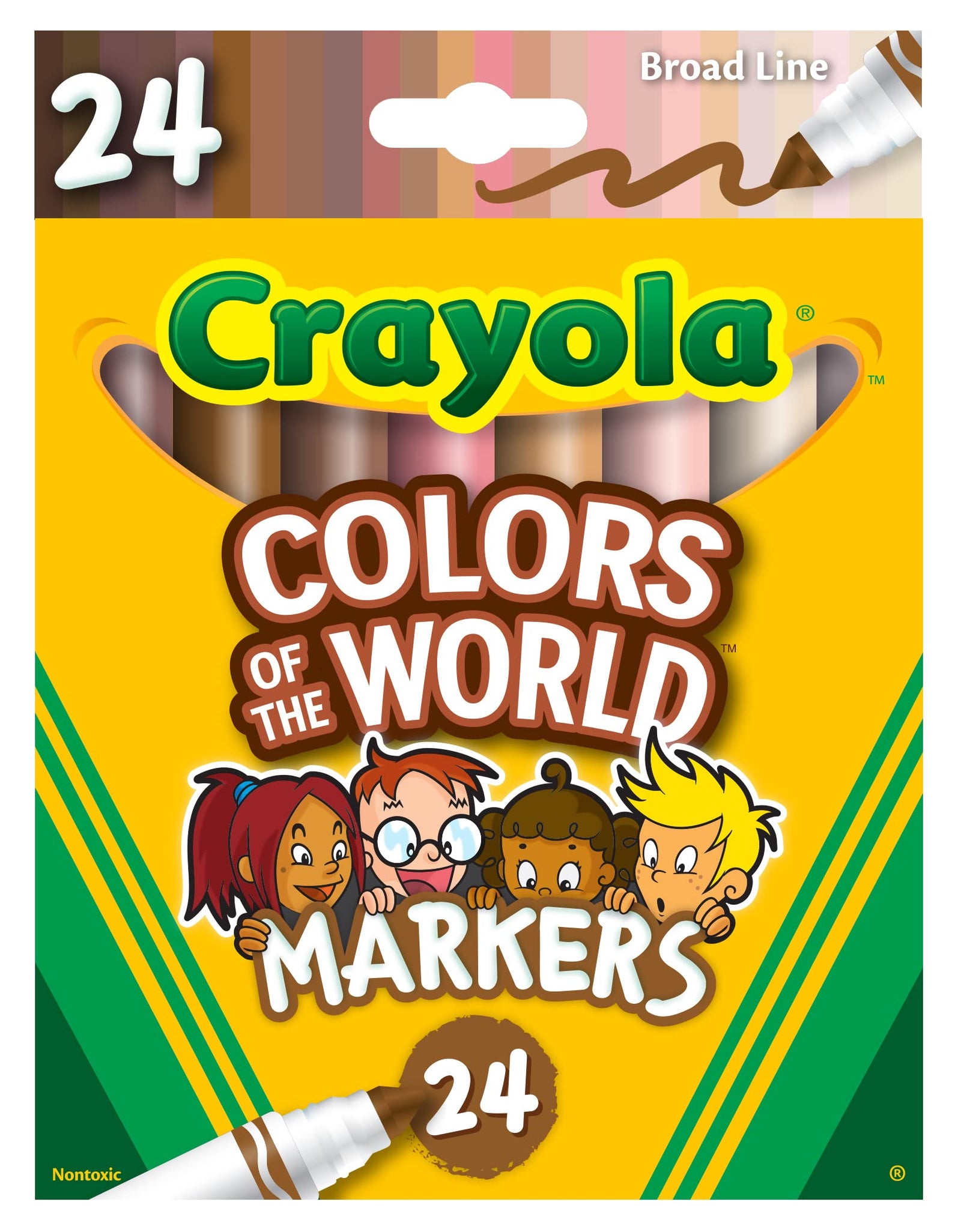 Crayola Colors of The World Markers 24 Count, Washable Skin Tone Markers, 24, Stocking Stuffers, Gift