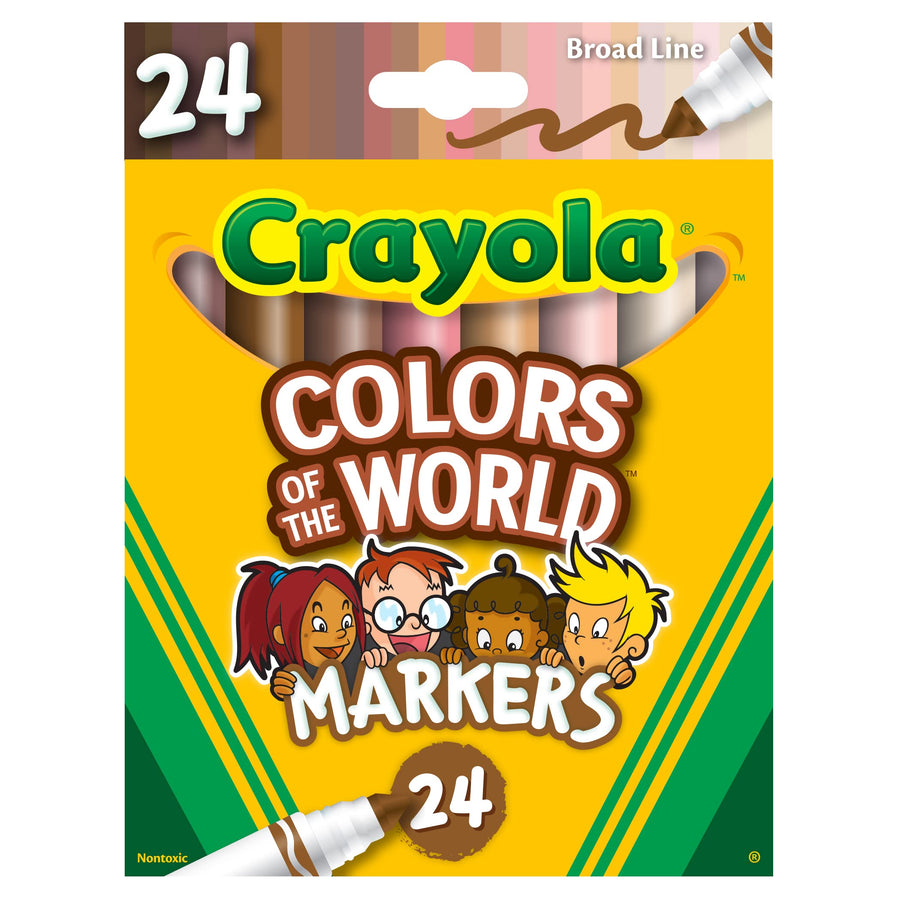 Crayola Colors of The World Markers 24 Count, Washable Skin Tone Markers, 24, Stocking Stuffers, Gift