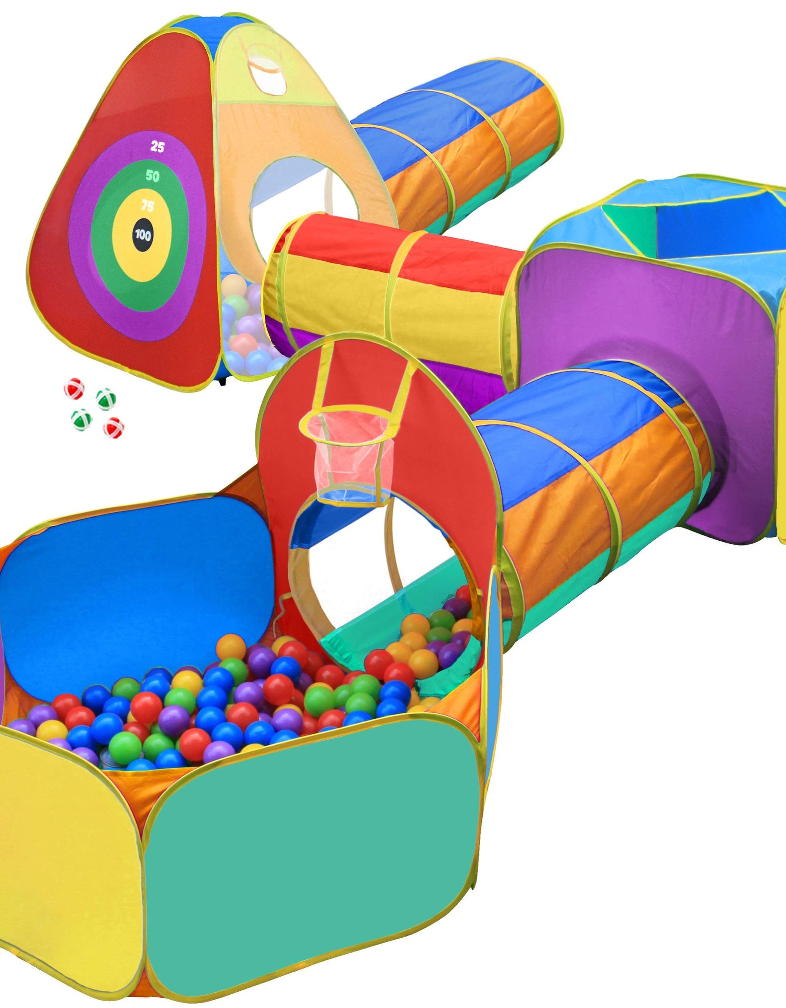 Gift for Toddler Boys & Girls, Ball Pit, Play Tent and Tunnels for Kids, Best Birthday Gift for 1 2 3 4 5 Year Old Pop Up Baby Play Toy, Target Game w/ 4 Darts Indoor & Outdoor