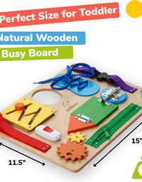 Montessori Busy Board for Toddlers - Wooden Sensory Toys - Toddler Preschool Learning Activities for Fine Motor Skills Travel Toy – Educational Learning Toys for 3 Years Old Boys & Girls
