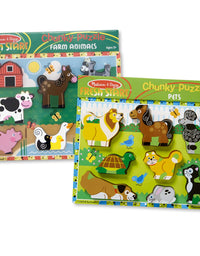 Melissa & Doug Wooden Chunky Puzzles Set - Farm and Pets
